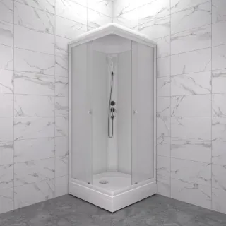 Душевая кабина Triton Вельвет Щ0000071050 80x80 см профиль белый стекло матовое