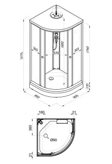 Душевая кабина Triton Лайт Щ0000061844 90x90 см профиль белый стекло с узором
