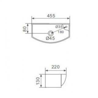 Подвесная раковина Gappo GT707L 45 см белый