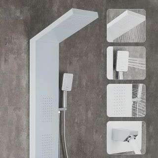 Душевая панель Frap F24005-8 с гидромассажем белый хром