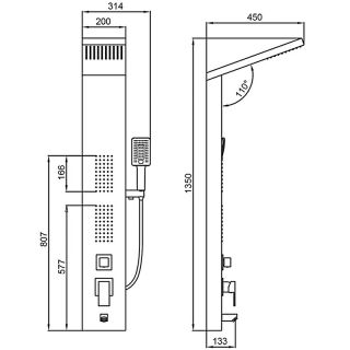 Душевая панель Frap F24005-8 с гидромассажем белый хром