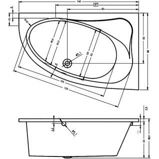 Акриловая ванна Riho Lyra B020001005 L 140х90см белый