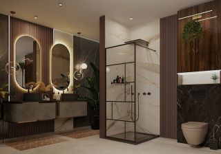 Душевая перегородка Ambassador Walk-in 15031213 100см чёрный/прозрачное