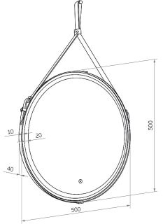 Зеркало с подсветкой Continent Millenium Black ЗЛП985 на ремне 50см чёрный