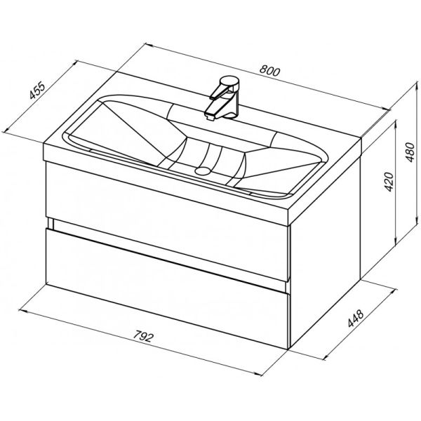 Тумба под раковину Aquanet Беркли 302351 80 см белый глянец