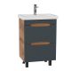 Тумба под раковину напольная Onika Айленд 106164 60 см графит/дуб крафт золотой