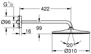 Верхний душ GROHE Rainshower 310 Mono 22121KF0 черный
