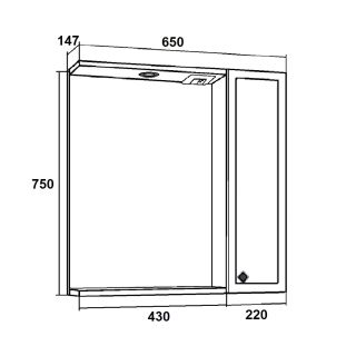 Зеркальный шкаф Runo  Римини 65 (00-00001256)