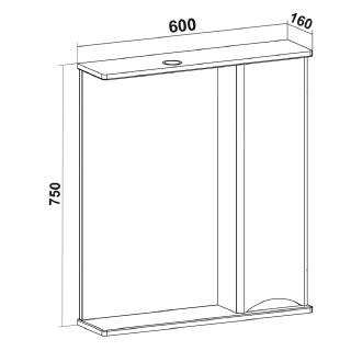 Зеркальный шкаф Runo правый цемент Афина 60 (00-00001207)