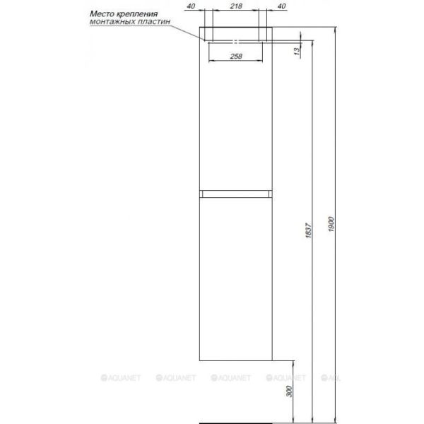 Пенал Aquanet Вега 329126 35 см белый глянец