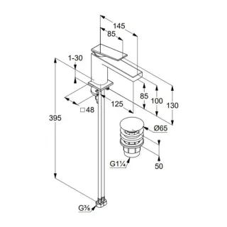 Смеситель для раковины Kludi Decus 54266N275 сталь оружейная брашированная