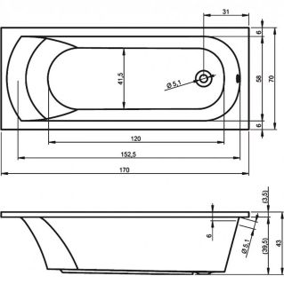 Акриловая ванна Riho Miami B060001005 170х70см белый