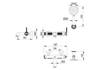 Смеситель для  ванны Boheme ETERNA COPPER BRUSHED брашированная медь