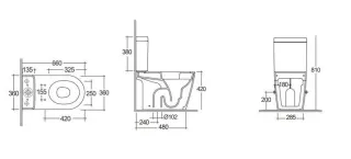 Унитаз-компакт Kludi Resa R 23WCB0643 безободковый смыв торнадо белый