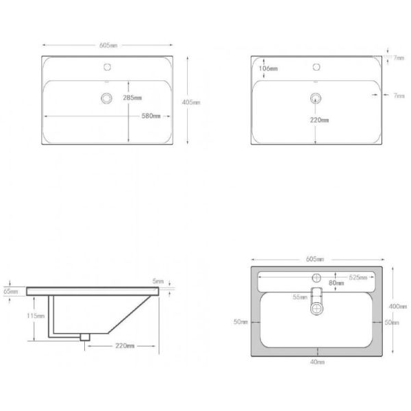 Раковина Aquanet Flash Mini 342053 60 см белый