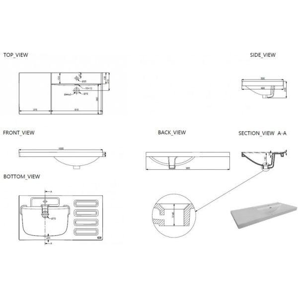 Раковина Aquanet Side 347437 правая 100 см белый