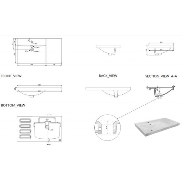 Раковина Aquanet Side 347438 левая 90 см белый