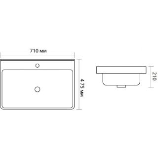 Раковина Aquanet Ирис 329248 70 см чёрный матовый