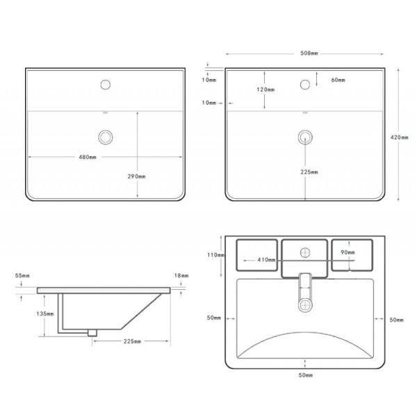Раковина Aquanet Ирис-Т 346263 50 см белый
