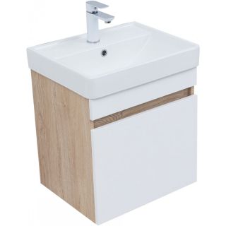 Тумба под раковину Aquanet Оптима 344798  50 см дуб светлый/белый сатин