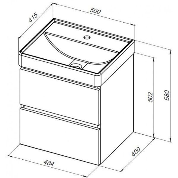 Тумба под раковину Aquanet Вега 2.0 337958 50 см мисти грин