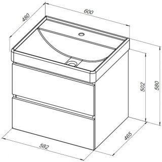 Тумба под раковину Aquanet Вега 2.0 337953 60 см чёрный