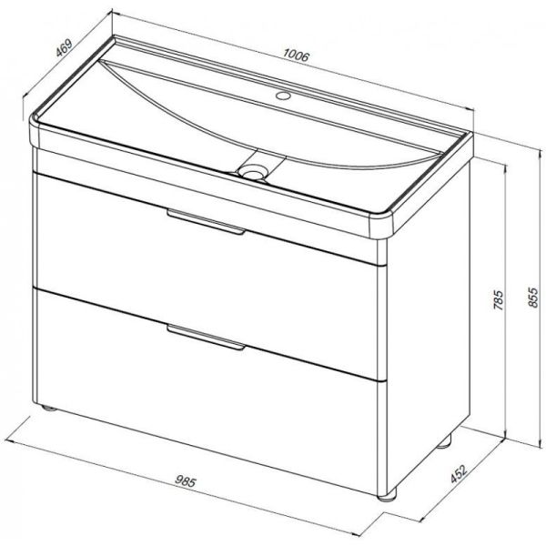 Тумба под раковину Aquanet Ирис New 339257 100 см белый глянец
