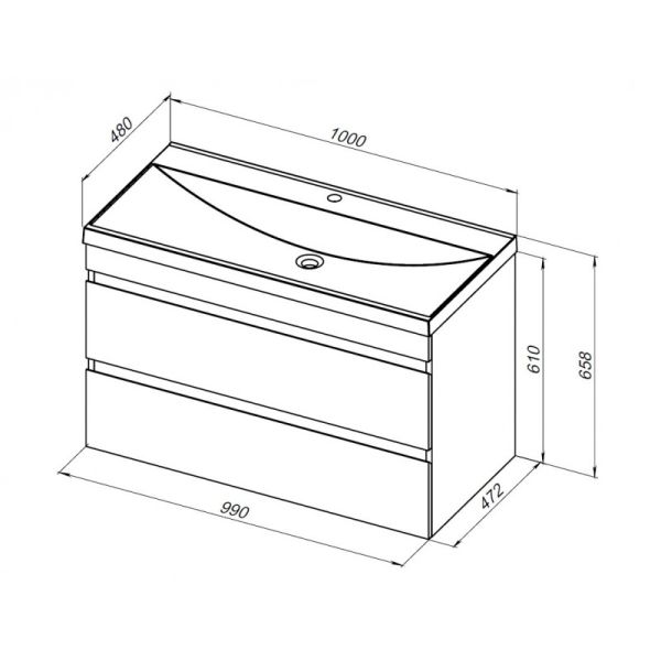 Тумба под раковину Aquanet Нота New 335420 100 см белый глянец