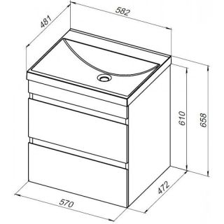Тумба под раковину Aquanet Нота New 335417 60 см белый глянец
