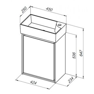 Тумба под раковину Aquanet Милан 339964 45 см дуб рошелье