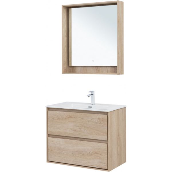 Тумба под раковину Aquanet Милан 336384 80 см дуб светлый