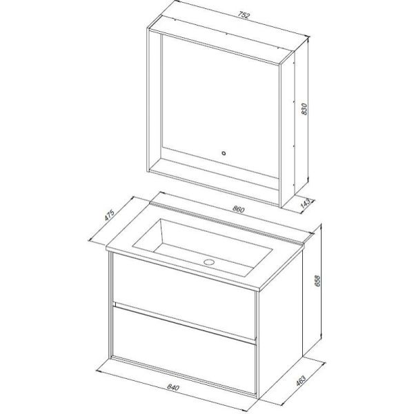 Тумба под раковину Aquanet Милан 339969 85 см дуб рошелье