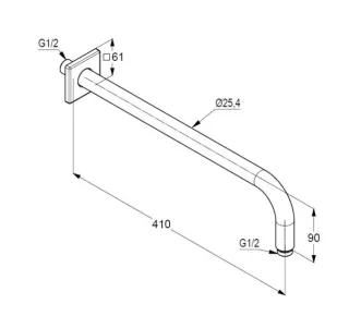 Кронштейн для верхнего душа Kludi A-QA 66534N2-00 41 см сталь оружейная брашированная