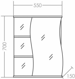 Зеркальный шкаф СанТа Волна 101010 55см правый белый