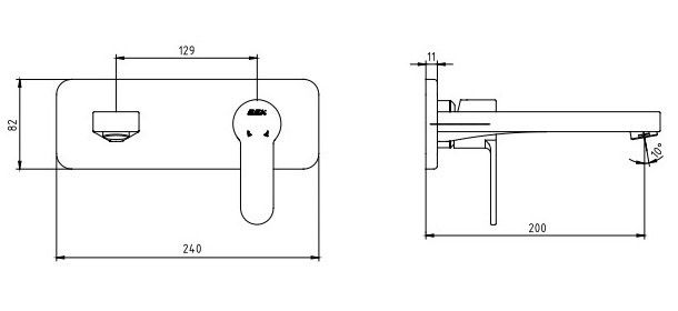 Встраиваемый смеситель для ванны и душа E.C.A. Nita 102167608EX-K хром