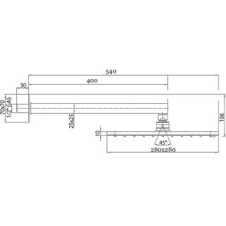 Верхний душ Bossini MatBlack H69598I.073 28 см чёрный матовый