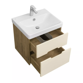Тумба под раковину Акватон Оливия 55см бежевый/дуб веллингтон 1A254201OLVG0