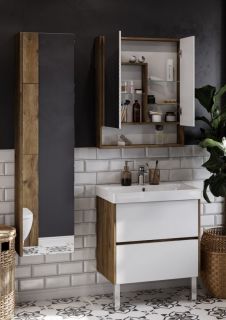 Тумба под раковину Акватон Сканди 70см белый/дуб рустикальный 1A251801SDZ90