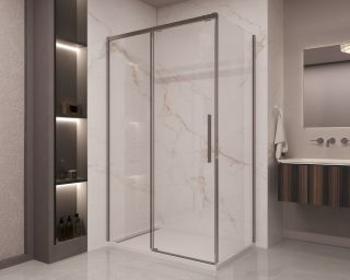 Душевой уголок Vincea Stella VSR-1ST8011CLGM, 1100*800, вороненая сталь, стекло прозрачное