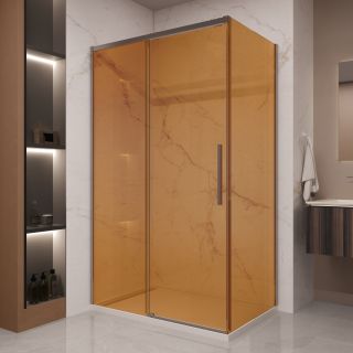 Душевой уголок Vincea Stella VSR-1ST9012GSGM, 1200*900, вороненая сталь, стекло янтарь