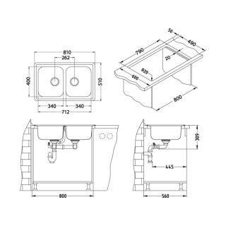 Кухонная мойка Alveus 1009383 Elegant 40 Sat-90 81x51