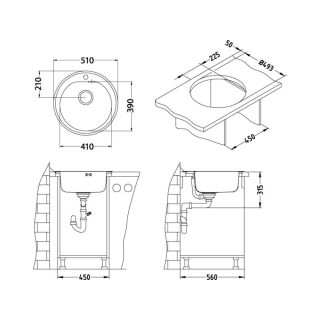 Кухонная мойка Alveus 1103818 Form Monarch 30 Bronze-90 Fi 51x51
