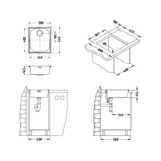 Кухонная мойка Alveus 1082196 Basic 10 Lei-90 38x44