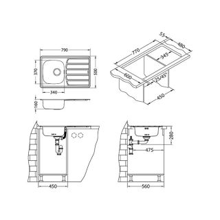 Кухонная мойка Alveus 1098938 Zoom 20 Nat-90 79x50