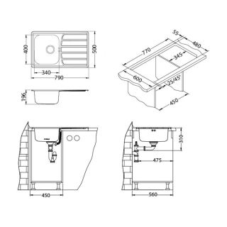 Кухонная мойка Alveus 1108173 Zoom 20 Maxim Sat-90 79x50