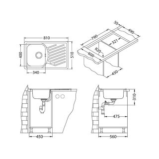 Кухонная мойка Alveus 1126349 Elegant 30 Lei 90 Fi 81x51