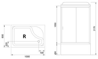 Душевая кабина Royal Bath BP правая стекло белое/прозрачное 100x80см RB8100BP5-WT-CH-R