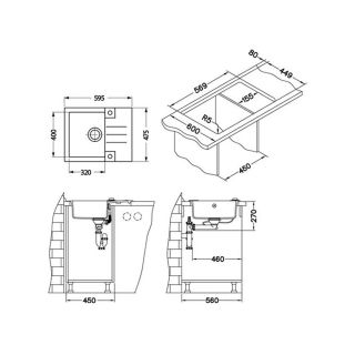 Кухонная мойка Alveus 1122741 Rock 30 Granital Concrete-G81 59.5x47.5