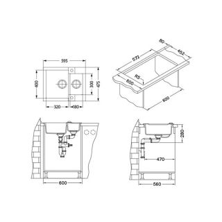 Кухонная мойка Alveus 1090960 Rock 80 Granital Carbon-G91 59.5x47.5