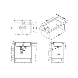 Кухонная мойка Alveus 1090962 Rock 90 Granital Beige-G55 78x48